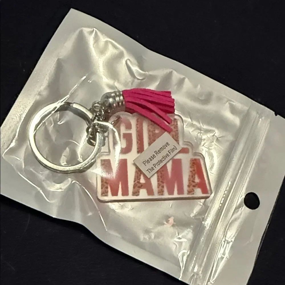 Pink and Leopard GIRL MAMA Tassel Keychain Brand New Keyrings